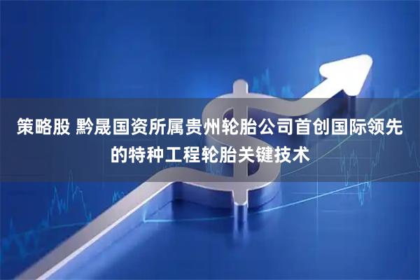 策略股 黔晟国资所属贵州轮胎公司首创国际领先的特种工程轮胎关键技术